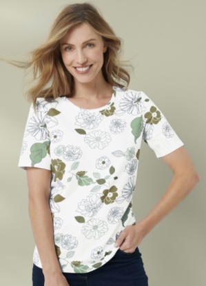 Damart Printed 100% Cotton Floral T -Shirt